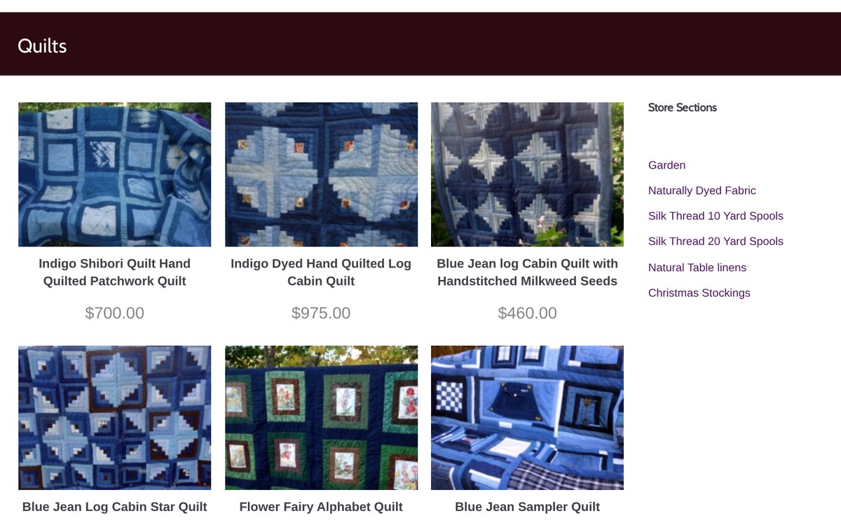 Milkweed Quilts, Naturally dyed quilts